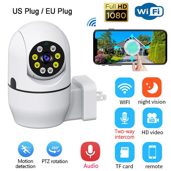 A11 Mini caméra Wifi Caméras IP sans fil Smart Home PTZ Caméra de sécurité CCTV 1080P 360ﾰ Rotation Audio bidirectionnel LED Vision nocturne Baby Monitor Détection de mouvement Vidéo Webcam