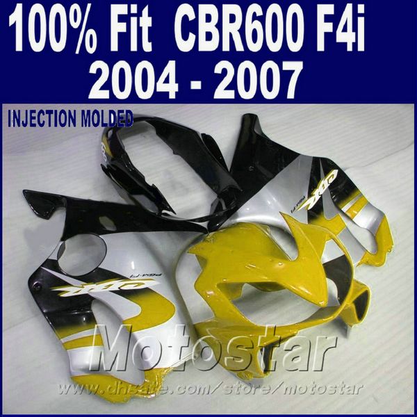 Moldeo por inyección personalizado para carenados HONDA CBR 600 F4i 2004 2005 2006 2007 kit de carenados cbr600 f4i 04 05 06 07 amarillo CSYS