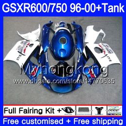 Bodys blauw wit glanzend + tank voor Suzuki Srad GSXR 750 600 1996 1997 1998 1999 2000 291hm.58 GSXR600 GSXR-750 GSXR750 96 97 98 99 00 Kuip