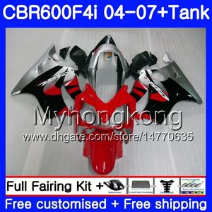 Bodys For Honda CBR600 FS Silver Red Black CBR 600F4I 2004 2005 2006 2007 281hm.51 CBR600 F4I CBR 600 F4I CBR600F4I 04 05 06 07 Fairing Kit