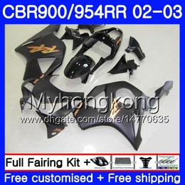 Bodys voor HONDA CBR900RR CBR 954 RR CBR954RR 02 03 CBR900 RR 280HM.55 CBR 900RR Vlakke Black Light CBR954 RR CBR 954RR 2002 2003 FUNLING KIT