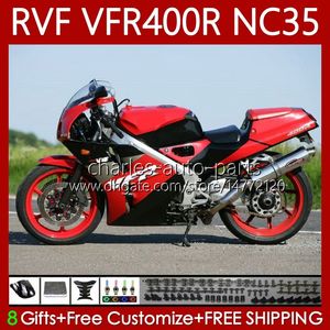 Corps Pour HONDA RVF400R N35 V4 VFR400 R VFR400R 94-98 80No.25 RVF VFR 400 RVF400 R 400RR 1994 1995 1996 1997 1998 VFR400RR VFR 400R 94 95 96 97 98 Kit de carénage rouge usine noir