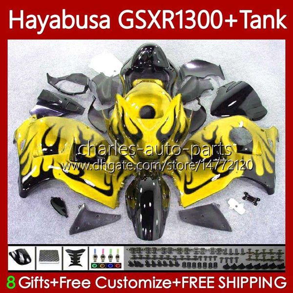 Corps pour SUZUKI GSX-R1300 Hayabusa GSXR-1300 GSXR 1300 CC 96-07 74No.208 1300CC GSXR1300 96 1996 1997 1998 1999 2000 2001 flammes jaunes GSX R1300 02 03 04 05 06 0 7 Carénage