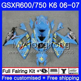 Bodys for Suzuki GSXR 750 600 GSXR-750 K6 GSXR750 2006 2007 296HM.48 GSX R600 R750 RIZLA CYAN HOT GSX-R600 06 07 GSXR600 06 07 FUNINGSET