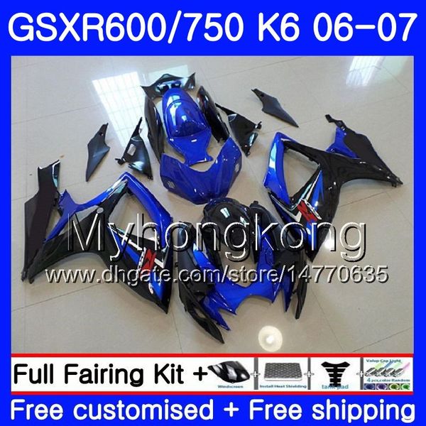 Bodys para SUZUKI GSXR 750 600 GSXR-750 K6 GSXR750 2006 2007 296HM.37 Marco azul GSX R600 R750 GSX-R600 06 07 GSXR600 06 07 Kit de carenado