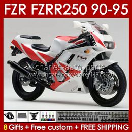 Corps pour YAMAHA FZR250RR FZRR FZR 250R 250RR FZR 250 90 91 92 93 94 95 143No.38 rouge blanc noir FZR-250 FZR250R FZR-250R FZR250 R RR 1990 1991 1992 1993 1994 1995 Kit de carénage