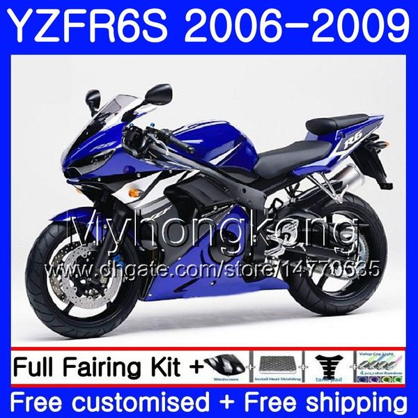 Cuerpos para YAMAHA YZF600 YZF R6 S YZF R6S 2006 2007 2008 2009 231HM.48 YZF-R6S YZF-600 YZF R 6S R6S 06 07 08 09 Kit de carenado Fábrica azul caliente