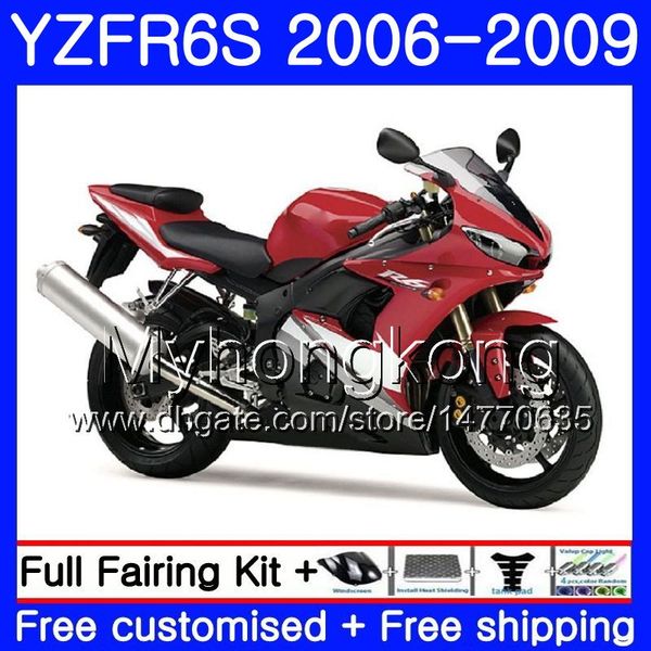 Bodys pour Yamaha YZF600 YZF R6 S YZF R6S 2006 2007 2008 2009 231HM.49 YZF-R6S Factory rouge chaud YZF-600 YZF R 6S R6S 06 07 08 09 Kit de carénage
