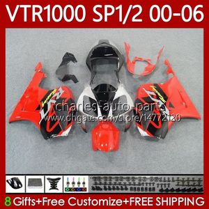 Bodys brillant rouge blk Kit pour HONDA VTR1000 RTV1000 RC51 2000-2006 Carrosserie 123No.12 SP1 SP2 VTR 1000 00 01 02 03 04 05 06 VTR-1000 2000 2001 2002 2003 2004 2005 2006 Carénage