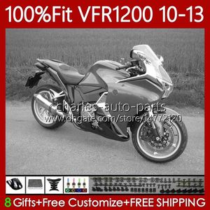 Corps d'injection pour HONDA Crosstourer VFR1200F VFR 1200 RR CC 2010 2011 2012 2013 76No.103 VFR1200RR VFR-1200 10-13 VFR1200X VFR1200 F X Gris brillant 10 11 12 13 Carénage