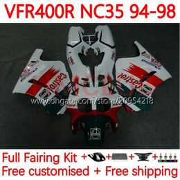Kit Bodys pour Honda RVF400R VFR400 R N35 V4 VFR400R 94-98 134NO.18 RVF VFR 400 RVF400 R 400RR 94 95 96 97 98 VFR400RR VFR 400R 1994 1995 1996 1997 1998 Fairring Castrol Red Red Rouge