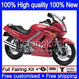 Kit carrosserie pour KAWASAKI ZZR 250 1990 1995 1996 1997 1998 1999 251MY.41 ZZR-250 90-99 ZZR250 90 95 96 97 98 99 Carénage rouge usine + 7 cadeaux