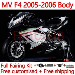 Bodys kit Voor MV Agusta F4 R312 750S 750 1000 R CC S 1000CC 05-06 Carrosserie 154No.16 312 1078 S 1 + 1 312R 750R 1000R Kuipdelen 2005 2006 MA MV F4 05 06 OEM Stroomlijnkappen zwart wit