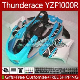 Kit de carrocería para YAMAHA Thunderace YZF 1000 R 1000R YZF1000R Blanco cian 96-07 87No.120 YZF-1000R 96 03 04 05 06 07 YZF1000-R 1996 1997 1998 1999 2000 2001 2002 2007 Carenado