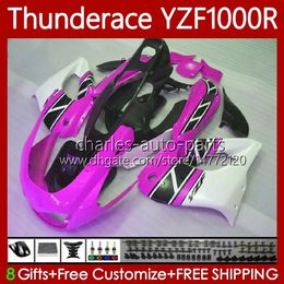 Kit carrosserie pour YAMAHA Thunderace YZF 1000 R 1000R YZF1000R 96-07 87No.122 YZF-1000R 96 03 04 05 06 07 Rose blanc YZF1000-R 1996 1997 1998 1999 2000 2001 2002 20 07 Carénage