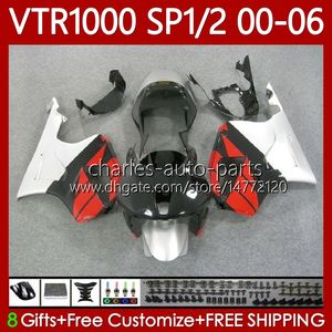 Kit Bodys rouge argenté pour HONDA VTR1000 RTV1000 RC51 2000-2006 Carrosserie 123No.24 SP1 SP2 VTR 1000 00 01 02 03 04 05 06 VTR-1000 2000 2001 2002 2003 2004 2005 2006 Carénage