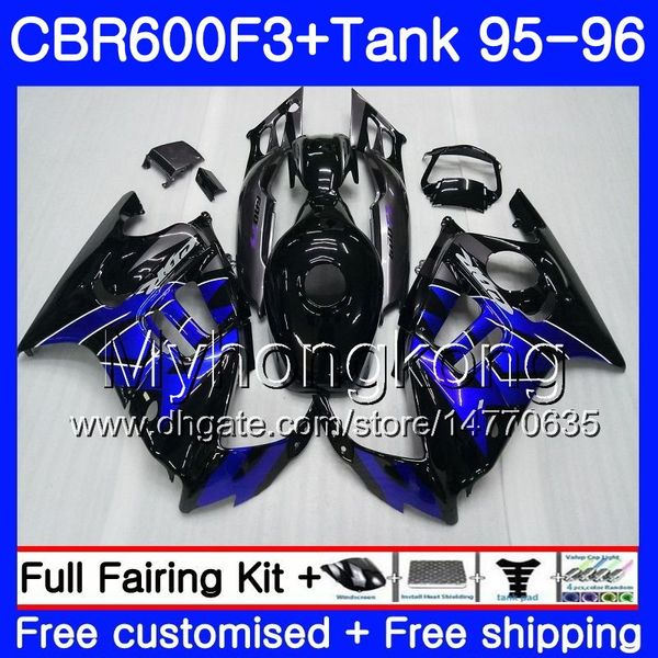 Bodys + Réservoir Pour HONDA CBR 600 F3 FS CBR600FS CBR600 F3 95 96 289HM.37 CBR600RR Bleu noir usine CBR600F3 95 96 CBR 600F3 1995 1996 Carénage