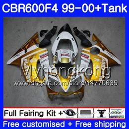 BODYS + TANK VOOR HONDA CBR 600 F4 FS CBR 600F4 CBR6F4 99 00 287HM.32 Goud Wit Voorraad CBR600FS CBR600 F 4 CBR600 F4 1999 2000 Fairing Kit