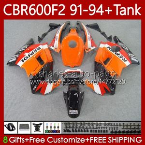 Bodys + Réservoir pour HONDA CBR600 CBR 600 F2 FS Repsol orange CC 600F2 91-94 Carrosserie 63No.56 600FS 600CC CBR600F2 91 92 93 94 CBR600-F2 CBR600FS 1991 1992 1993 1994 Kit de carénage