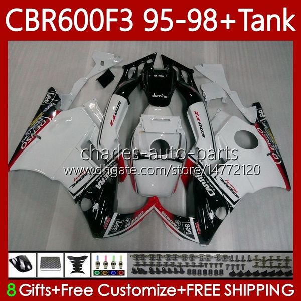 Bodys + Tank Pour HONDA CBR600 CBR 600 F3 FS CC 600F3 95-98 Carrosserie 64No.17 600FS 600CC CBR600F3 Blanc noir 95 96 97 98 CBR600-F3 CBR600FS 1995 1996 1997 1998 Kit de carénage