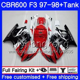 Bodys + Tank voor HONDA CBR600FS CBR 600F3 CBR 600 F3 FS 97 98 290HM.36 CBR600RR CBR600F3 Voorraad Zwart Frame 1997 1998 CBR600 F3 97 98 FUNLING