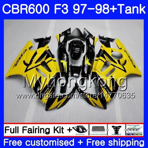 Bodys + Réservoir Pour HONDA CBR600FS CBR 600F3 jaune noir chaud CBR 600 F3 FS 97 98 290HM.33 CBR600RR CBR600F3 1997 1998 CBR600 F3 97 98 Carénage