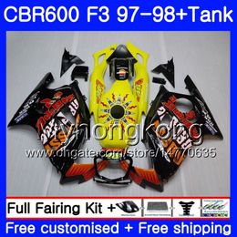 BODYS + TANK VOOR HONDA CBR600FS REPSOL RODE GELE CBR 600F3 CBR 600 F3 FS 97 98 290HM.45 CBR6DRR CBR600F3 1997 1998 CBR600 F3 97 98 FUNLING