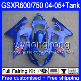 Bodys + Tank Pour SUZUKI GSXR 750 ALL Bleu brillant GSXR 600 GSXR-750 GSX-R600 2004 2005 295HM.34 GSX R750 K4 GSXR600 04 05 GSXR750 04 05 Carénage