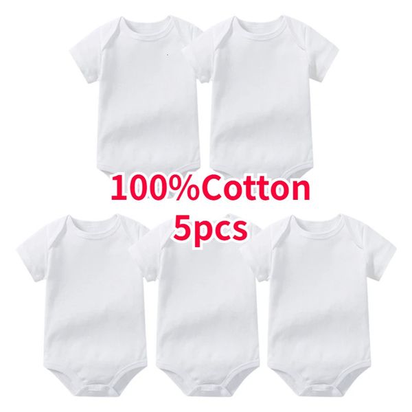 Body pour bébé né barboteuse garçons filles vêtements été 100% coton blanc pur à manches courtes enfant en bas âge combinaison pour bébé 3 pièces/5 pièces 240103