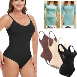 Body femmes Shapewear contrôle du ventre bout à bout corps Shaper lisse Invisible sous la robe sous-vêtements amincissants combinaison à col bas 240113