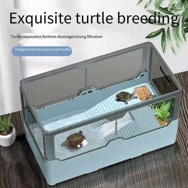 Body Réservoir de tortues, changement d'eau gratuit avec transat, tortue brésilienne, aménagement paysager écologique, boîte d'élevage, accessoires d'aquarium 220v 4w