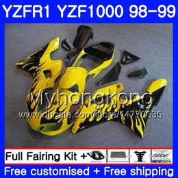 Carrosserie Flammes noires chaudes Pour YAMAHA YZF R 1 YZF 1000 YZF1000 YZFR1 98 99 Cadre 235HM.12 YZF-1000 YZF-R1 98 99 Corps YZF R1 1998 1999 Carénage