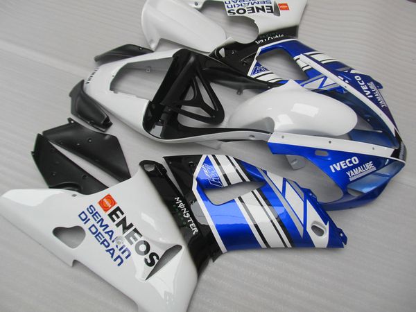 Kit de carénage de carrosserie pour Yamaha YZF R1 00 01 ensemble de carénages de moto bleu blanc YZFR1 2000 2001 OT38