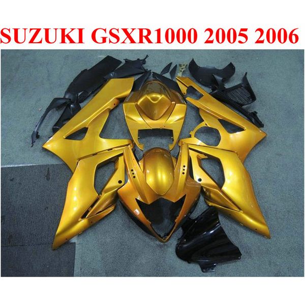 Juego de carenados de carrocería para SUZUKI 2005 2006 GSXR1000 K5 K6 dorado Negro 05 06 GSXR 1000 nuevo kit de carenado TF57