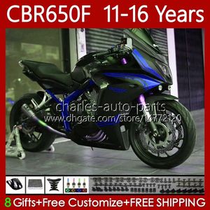 Carrosserie pour HONDA CBR-650 Bleu noir CBR 650 CBR650 F CBR650F 11 12 13 14 15 16 Corps 73No.37 CBR 650F 2011 2012 2013 2014 2015 2016 CBR-650F 2011-2016 Carénages de moto