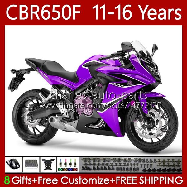 Carrocería para HONDA CBR-650 CBR 650 CBR650 F CBR650F 11 12 13 14 15 16 Cuerpo 73No.45 Púrpura negro CBR 650F 2011 2012 2013 2014 2015 2016 CBR-650F 2011-2016 Carenados de motocicleta