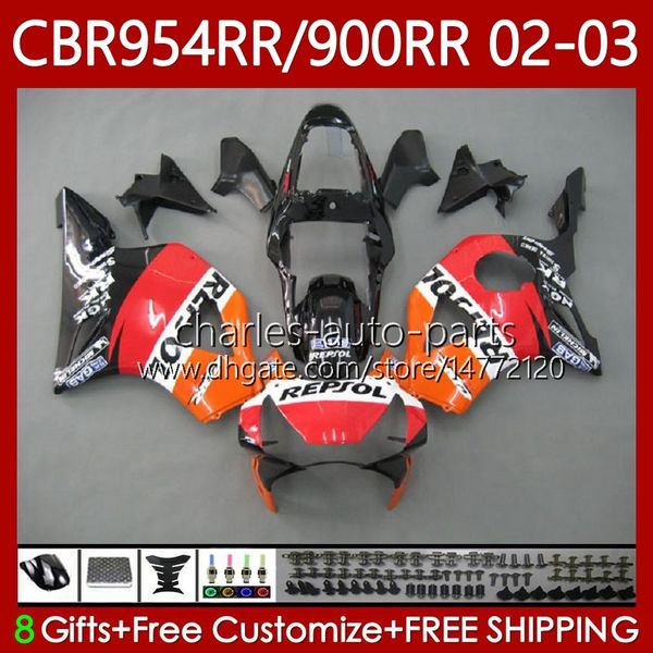 Carrosserie Pour HONDA CBR 954 900 RR CC CBR900 CBR954 RR 02-03 Bodys 61No.51 CBR Repsol orange 900RR 954RR 900CC CBR954RR 02 03 CBR954-RR CBR900RR 2002 2003 Kit de carénage OEM