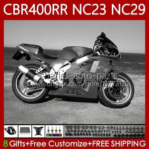 Carrocería para HONDA Carenado CBR400 RR CBR400RR NC23 88-99 65No.147 NC29 CBR 400 RR C CC 88 89 90 91 92 93 400CC CBR 400RR Gris brillante 1994 1995 1996 1997 1998 1999 Cuerpos OEM