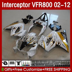 Carrosserie voor Honda Interceptor VFR800 VFR 800 RR CC 800RR 02-12 BODYS 129NO.34 800CC VFR800RR 02 03 04 05 06 07 VFR-800 2002 2009 2009 2010 2011 2012 Kuiken Gold Flames