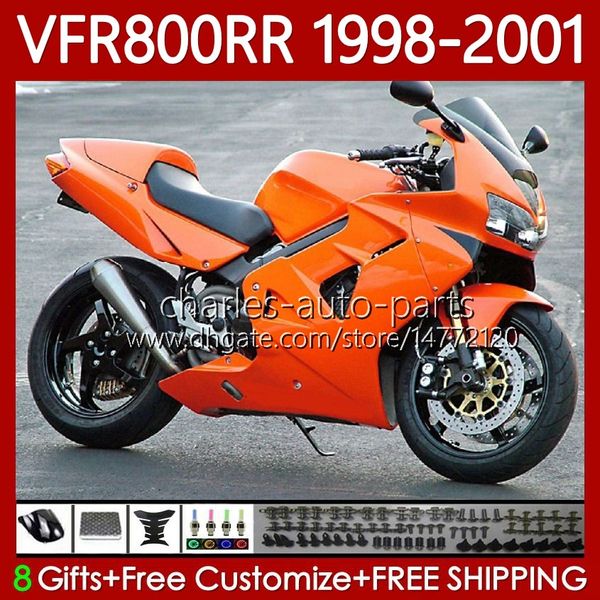 Bodywork pour Honda Interceptor VFR800R VFR 800RR GLOSS ORANGE 800 CC RR 98-01 BODYS 128NO.28 VFR800RR 800CC VFR800 98 99 00 01 VFR-800 RR 1998 1999 2000 2001 Kit de pearis