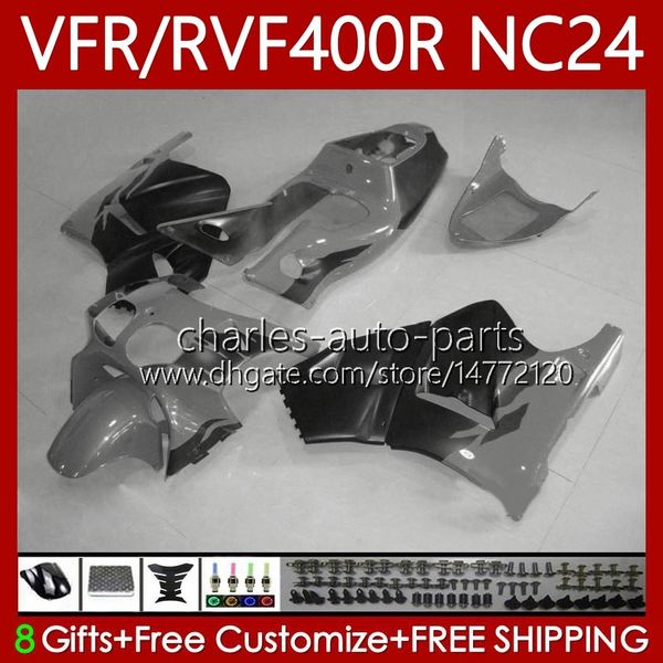 Carrosserie pour HONDA RVF400R NC24 V4 RVF400 R 1987 1988 Corps 78No.121 RVF VFR 400 VFR400 R 400RR Gris noir 87-88 VFR 400R VFR400RR VFR400R 87 88 Kit de carénage de moto