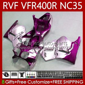 Carrosserie Pour HONDA RVF400R NC35 V4 VFR400 R VFR400R 94 95 96 97 98 80No.113 RVF400 RVF VFR 400 R 400RR VFR 400R 1994 1995 1996 1997 1998 VFR400RR 94-98 Carénage Argent et Rose