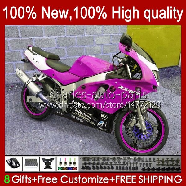 Carrosserie Pour KAWASAKI NINJA ZX-6R ZX600C rose brillant ZX 6R 636 600CC 600 CC 94-97 Corps 50HC.123 ZX-636 ZX600 ZX 6 R ZX636 1994 1995 1996 1997 ZX6R 94 95 96 97 Kit de carénage