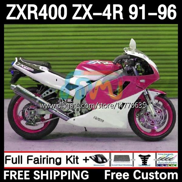 Carrozzeria per KAWASAKI NINJA ZXR 400 CC ZX4R ZXR400 ZX-4R 91 92 93 94 95 96 12DH.184 Corpo ZX 4R ZXR-400 1991 1992 1993 1994 1995 1996 400CC 91-96 Kit carenatura OEM rosso bianco