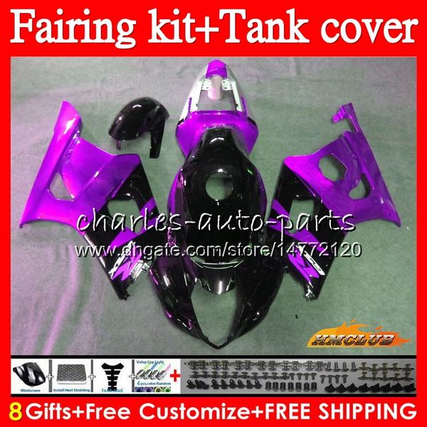 Carrosserie Pour SUZUKI GSX-R1000 GSX R1000 K3 03-04 Corps OEM 87NO.170 noir violet GSXR 1000 GSXR-1000 03 04 GSXR1000 2003 2004 Carénages + Réservoir