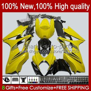 Carrosserie pour SUZUKI GSXR-1000 GSXR 1000 CC Jaune clair 1000CC GSXR1000 K7 07 08 Corps de moto 48No.94 GSX-R1000 GSXR1000CC 2007 2008 GSX R1000 2007-2008 Carénage OEM