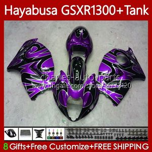 Carrocería para SUZUKI Hayabusa GSXR-1300 GSXR 1300 CC Llamas moradas GSX-R1300 1996 2007 Bodys 74No.290 GSXR1300 1300CC 96 97 98 99 00 01 GSX R1300 02 03 04 05 06 07 Carenado