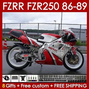 Carrosserie Pour YAMAHA FZR250R FZRR FZR 250R 250RR FZR 250 86-89 Corps FZR-250 142No.26 FZR-250R FZR250 R RR 86 87 88 89 FZR250RR 1986 1987 1988 1989 Kit de carénage blanc rouge stock