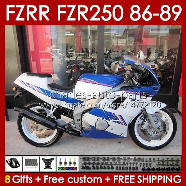 Carrosserie Pour YAMAHA FZR250R FZRR FZR 250R 250RR FZR 250 86-89 Corps FZR-250 142No.31 FZR-250R FZR250 R RR 86 87 88 89 FZR250RR 1986 1987 1988 1989 Kit de carénage bleu usine chaude