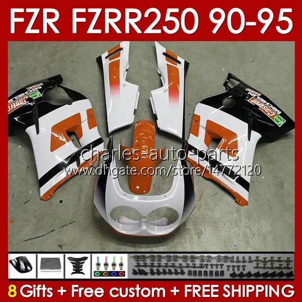 Carrocería para YAMAHA FZR250R FZRR FZR 250R 250RR 1990 1991 1992 1993 1994 1995 143No.125 FZR250RR FZR-250R FZR-250 FZR250 FZR 250 R RR 90 91 92 93 94 95 Carenado naranja brillante